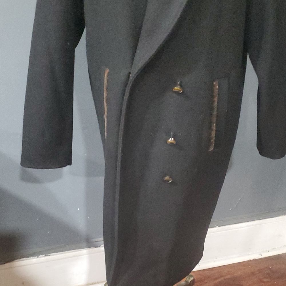 David Benjamin Elegant Black Vintage  Double-Breasted Pea Coat - Picture 4 of 17